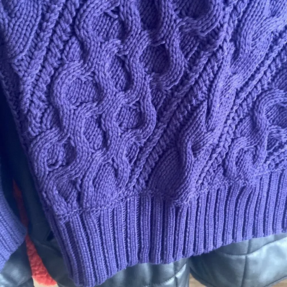 J. CREW Cable Knit Sweater Purple  XS AK157